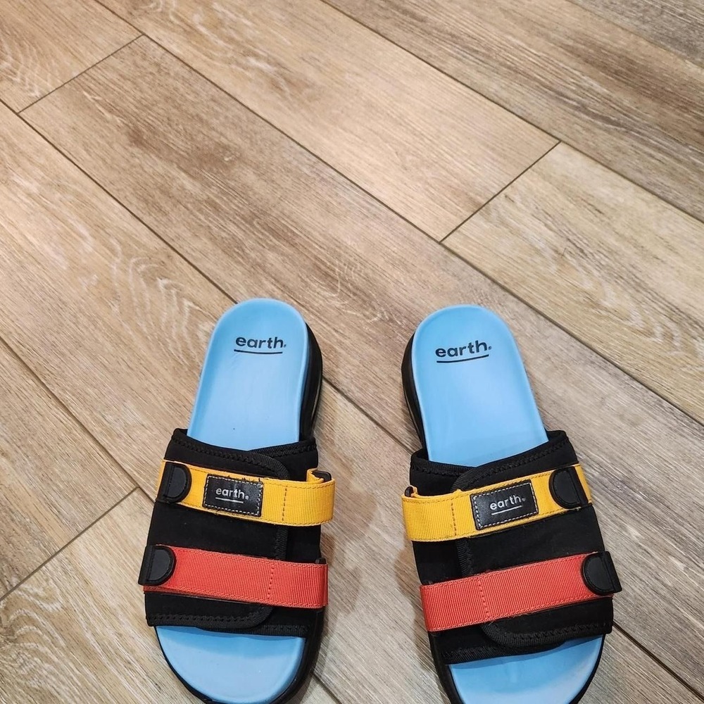 Earth Cedar Kamala Woman's Orthopedic Colorblock Slide Sandals Size 10